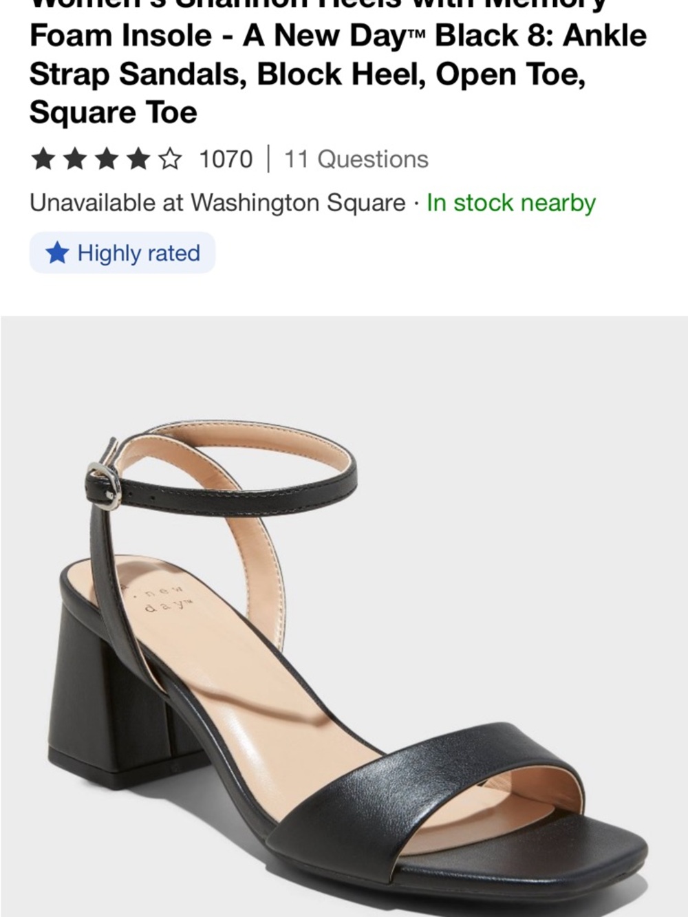a new day Black Ankle-Strap Block Heel Sandals